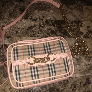 the 1983 check link bag with leather trim